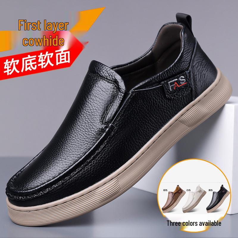 Chaussures décontractées à enfiler pour homme en cuir véritable Automne/Hiver 2025