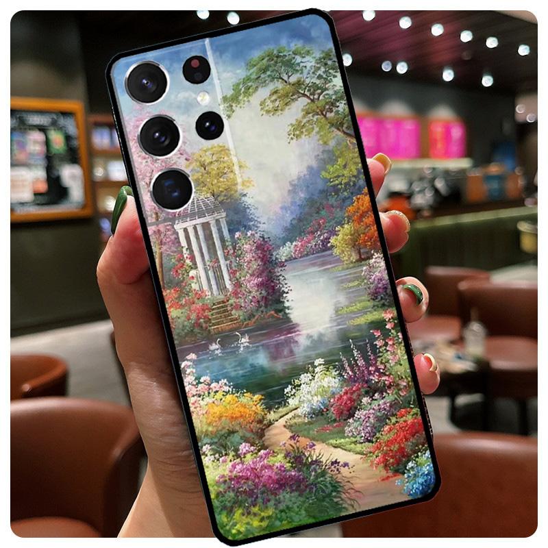 Claude Monet Garden Lotus Phone Case For Samsung Galaxy S25 S24 S23 S22 S21 S20 Ultra S9 S10 Plus S25 FE S24 FE Cover