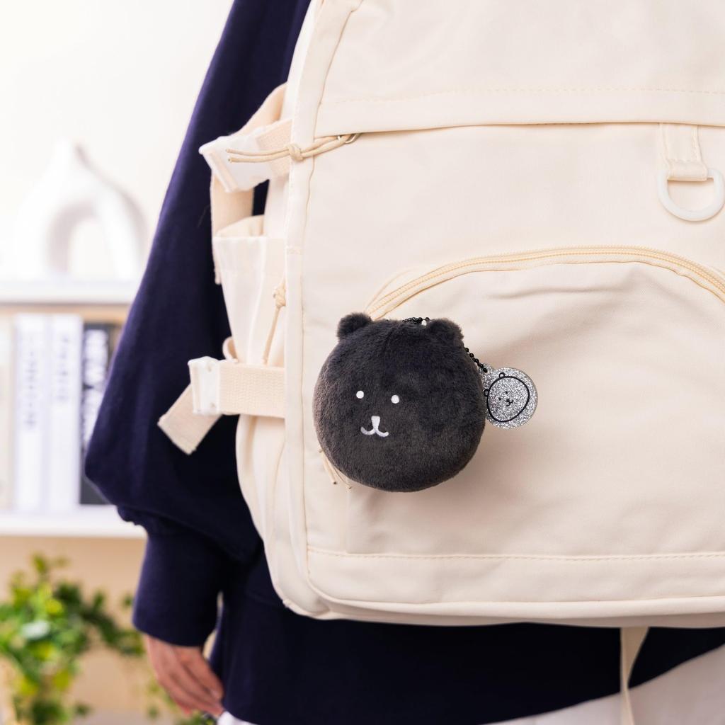 Nagano Characters Fluffy and Chewy All Black Plush Toy Lottery Prize E: Face Mascot Badge - Mogura Korokke  Ordinary Face