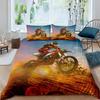 3pcs Cool Motorbike Bedding Set Dirt Bike Duvet Cover Twin Motocross Rider Comforter Cover Extreme Sports For Boys Adults