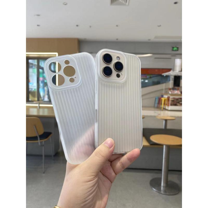 Applicable To IPhone16pm Corrugated Grating Stripe Apple 13/14/15 Simple Solid Color Fine Hole Full-inclusive Protective Case