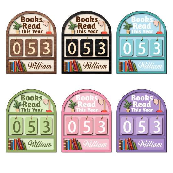 Book Read This Year Counter Sign Reading Tracker Plaque Bookshelf Decoration Handmade Wood Reading Challenge Tracker Book Lovers Gift