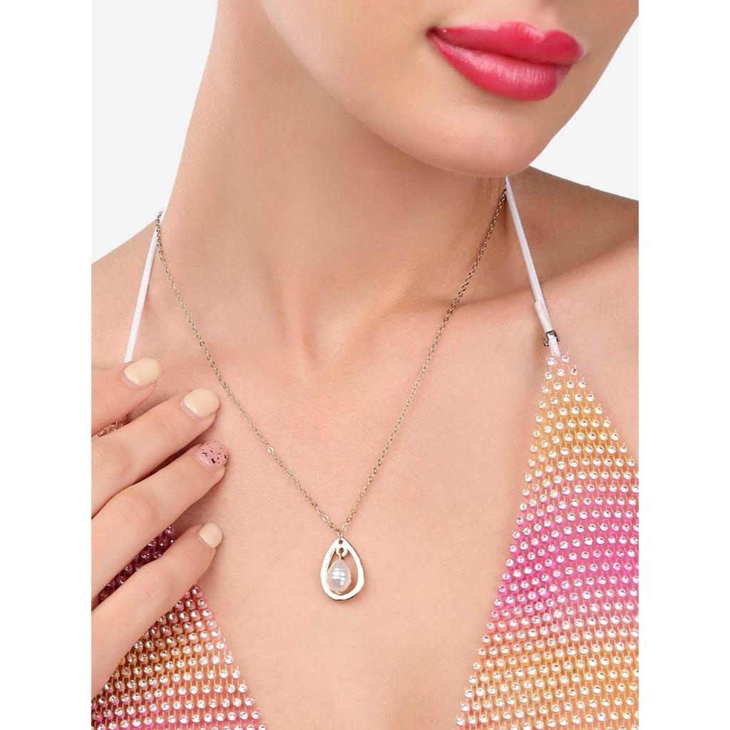 Złoty Ton Współczesny Minimalistyczny Perłowy Wisiorek Łańcuszek Dla Kobiet