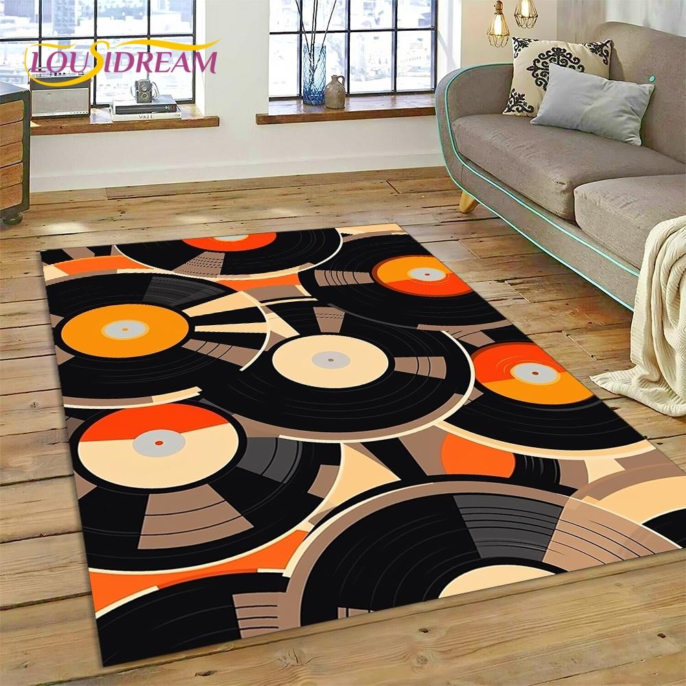 Vinyl Record Music DJ Screen Tape Rug Carpet for Living Room Bedroom Home Decor,Floor Mat Non-slip Decoration for Sofa Doormat