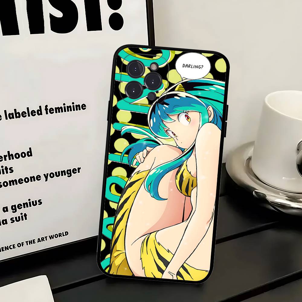 

Urusei Yatsura Anime Silicone Phone Case For IPhone 11 12 13 14 15 16 17 Pro Max Black Cover iPhone 14 plus