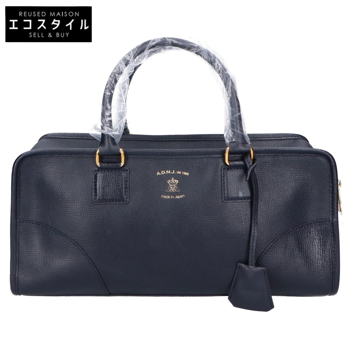 

A.D.M.J. Accessoires De Mademoiselle [Beautiful condition] Leather Mini Boston bag NavyUsed