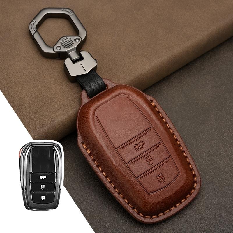 Genuine Leather Protector for Toyota Key Cover Domineering Reiz Rav4 Cruiser Crown Key Case Cover Fob