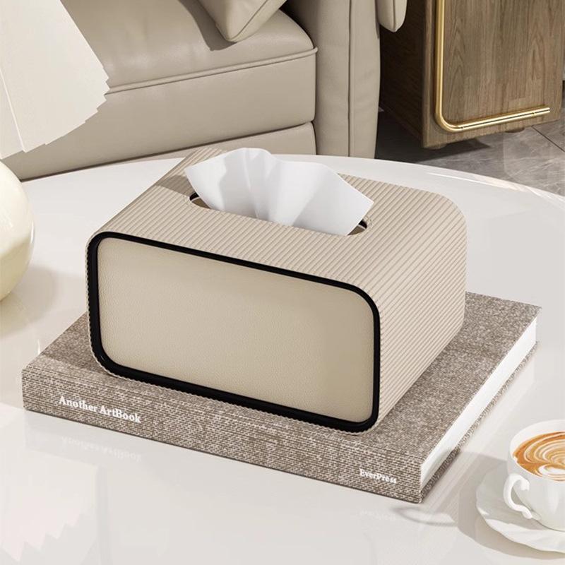 High-End Leather Paper Box Light Luxury Tissue Box Bathroom Living Room Bedroom Desktop Creative Oval Napkin Storage Box