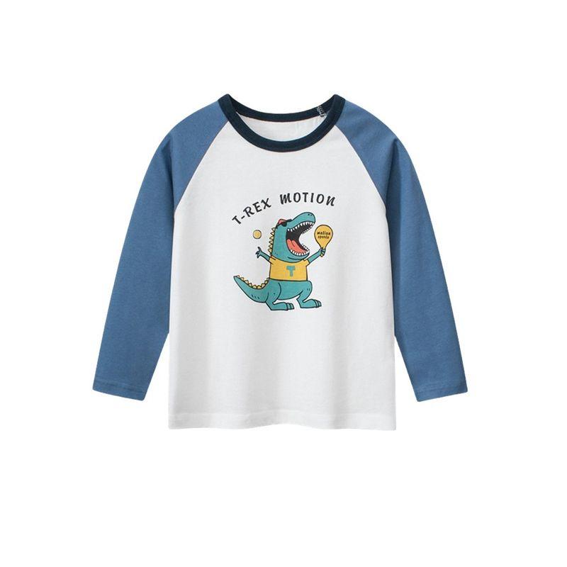 27Kids Children's Clothing Children Dinosaur Long Sleeves T-shirt Raglan Sleeve Spring and Autumn Boys Undershirt Baby Boy Pure Cotton Clothes