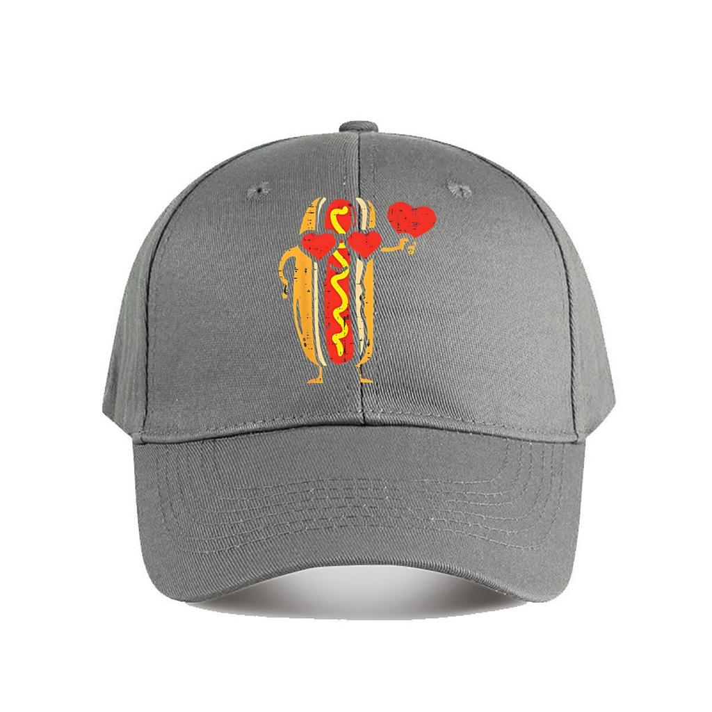 Distressed Hot Dog Heart Glasses Valentine Baseball Cap Fashion Unisex Sunhat Womens Outdoor Sports Snapback Cap