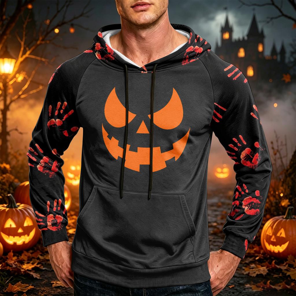 Men's Loose Fit Printed Hoodie with Pocket and Drawstring Casual Sweatshirt for Everyday Wear