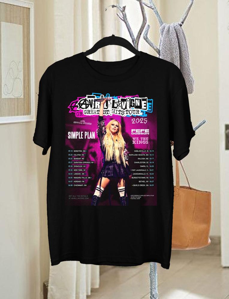 Avril Lavigne 2025 Greatest Hits Tour Schwarzes T-Shirt Alle Größen BT690 Unisex T-Shirt