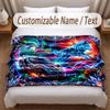 Wolf Theme Soft Blanket Personalized Custom Name Text Print Warm Blanket Home Sofa Bedroom Decor