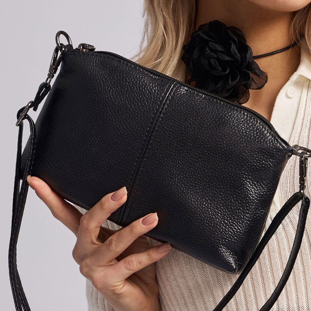 Vintage Weiches Leder Umhängetasche Muschelform Große Kapazität Schultertasche Schwarz Verschleißfest Umhängetasche
