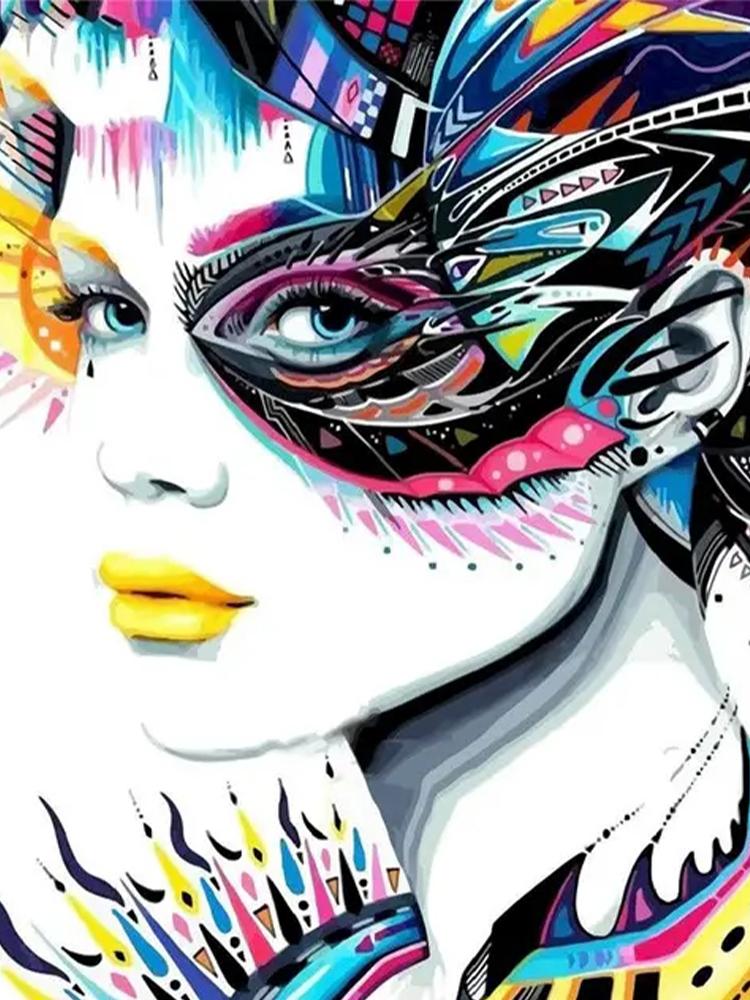 Diy5D Diamant pictură digitală abstractă figuri feminine mozaic cruce brodat perete digital pentru decorare cadou