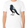 Magpie Bird Illustration T Shirt Wildlife Nature Art  Vintage Washed Slightly Streetwear Comfortable Stretched Graphic