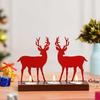 Reindeer Showpiece Decorative Tea Light Candle Holders (Wooden, Red) | Christmas Decoration Items for Home Office | Christmas Ornaments Props