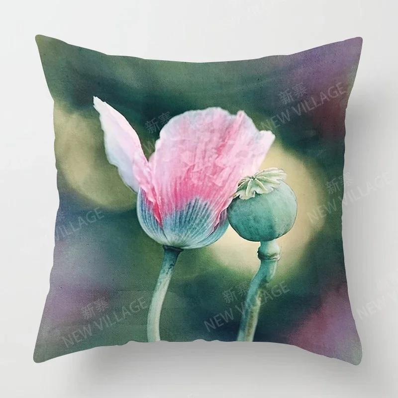 Nordic Fall Home Decor Autumn Throw Pillow Case Sofa Cushion Cover Modern  Plant Green Leaf