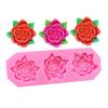 3-Kammer Silikonform Rose Blütenform DIY Schokolade Ton Basteln Form Kuchen Dekoration