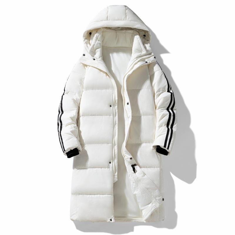 Winter new products, the same style for men and women, thickened hooded to keep warm from the cold, 90 white duck down striped casual down jacket