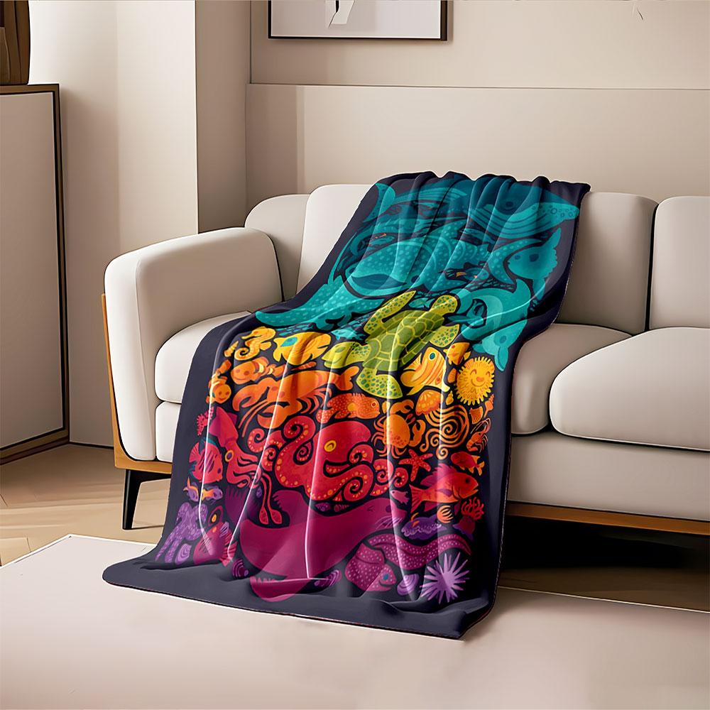 Ocean Creatures Blanket for all seasons blanket lunch break throw gift