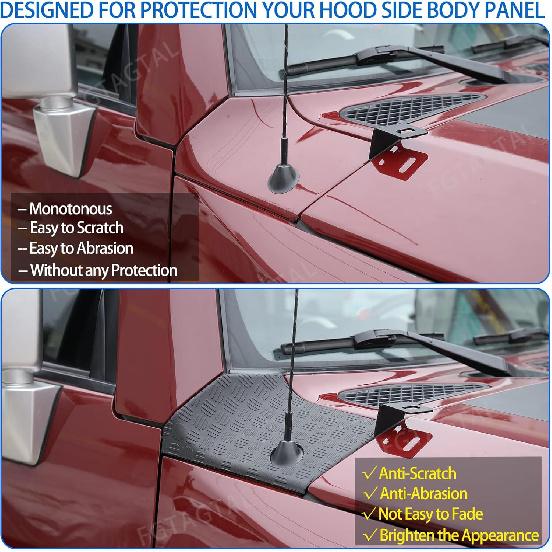 Body Armor Corner Guards Compatible with Toyota FJ Cruiser 2007-2021, ABS Car Hood Side Body Armor Outer Cowling Cover Trim Bezel, 2PCS (Hood Side