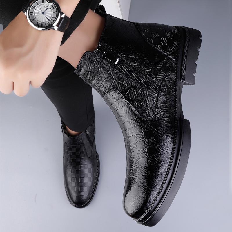 Fashion Men Boots Style Leather Shoes Italiano Genuine Leather Boots Platform Shoes For Men Zipper Fashion Short Boots Chelsea Boot