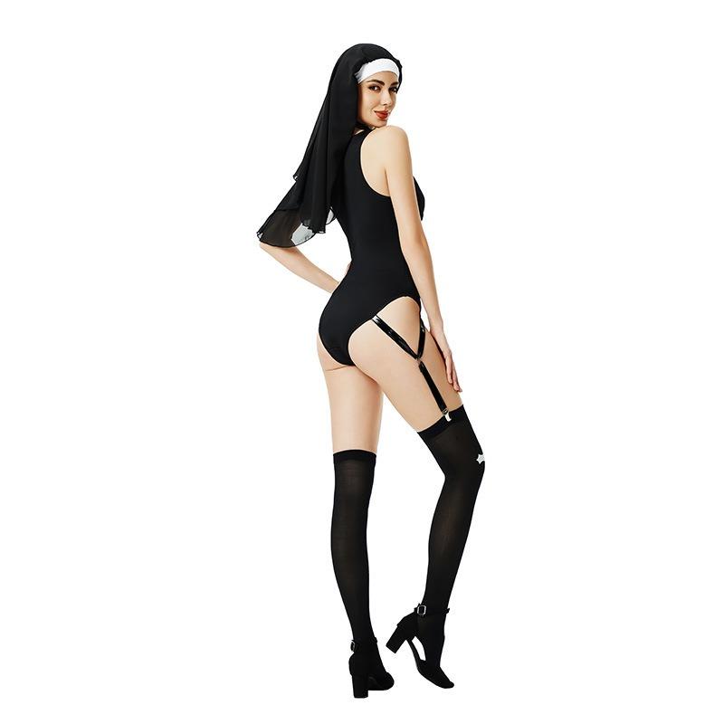 Sexy lingerie babes nun costume nightclub wind halloween costume