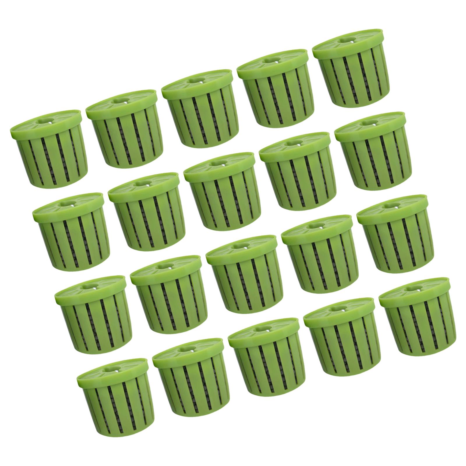 

20 шт. корзин для аквариумных растений для легкого выращивания водных растений и украшения ландшафта аквариума, пластиковый контейнер для растений зелёный