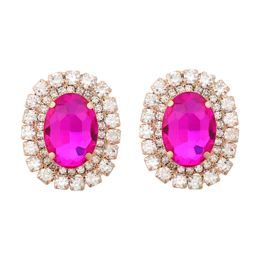 Spring 2024 New Metal Glass Rhinestone Heart Stud Earrings Engagement Party Luxury Jewelry Women's Elegant Shiny Accessories