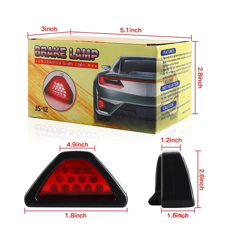 Car Triangle Brake Stop Light LED Universal Lamp Warning DRL Red 12 Rear Tail Light Auto Signal Rear Tail Stop Brake Light