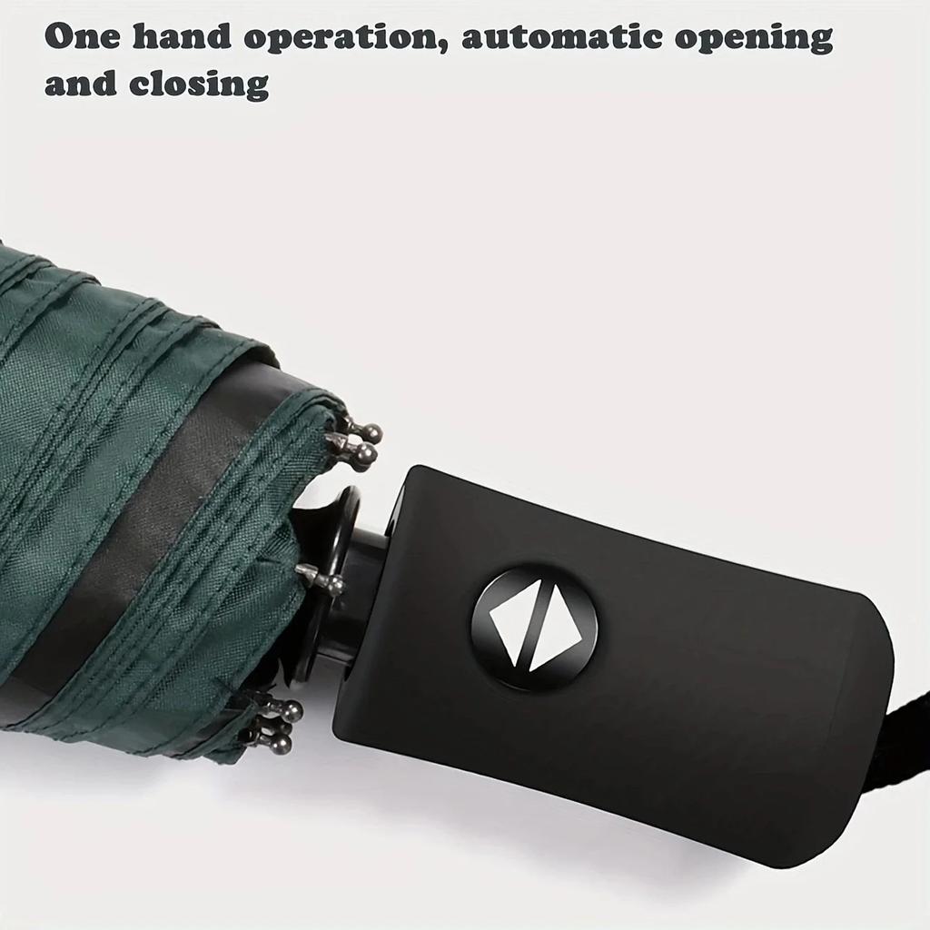 1pc-Reinforced buckle, fully automatic umbrella, men's and women's folding, windproof, strong waterproof, and sturdy umbrella