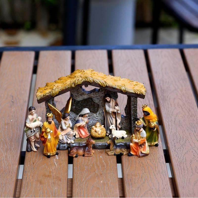 Betlém Socha Vánoční Jezulátko Figurka Pryskyřice Řemeslná ozdoba Náboženský kostel Katolický dárek