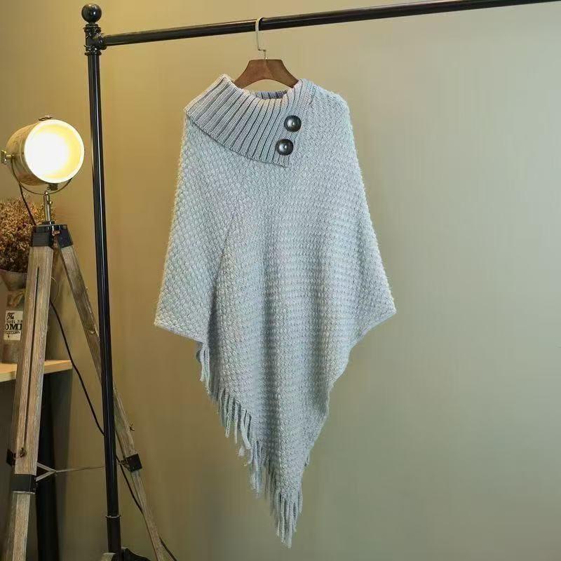 Streamer Style Fringe Knit Shawl: Spring-Autumn Design, Personalized Cape Top, Warm Fringe Outer Layer