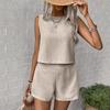 European and American Cross-border Amazon Women's Solid Color Simple Fashion Daily Casual Sleeveless Vest Top Shorts Suit Women