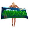 Star and moon pattern digital-printed polyester Superfine fiber double-sided fleece Beach vacation bath towel, beach towel