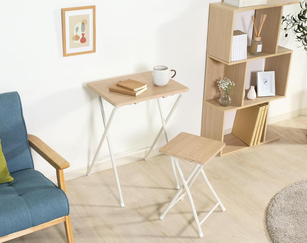 Fuji Boeki Folding Table and Chair Set for Desk W X 48cm D X with Chair W X 31cm D X 46cm 85408 Single-Person Telework, (50.3cm 69.6cm H) (32.5cm H),