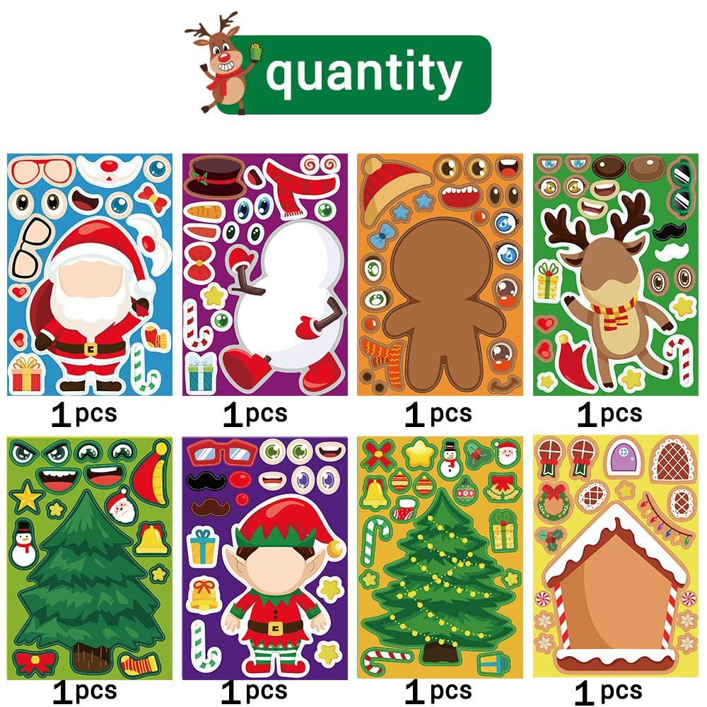 Elk Snowman Make-a-face Stickers Christmas Tree Santa Claus Stickers Phone Decor