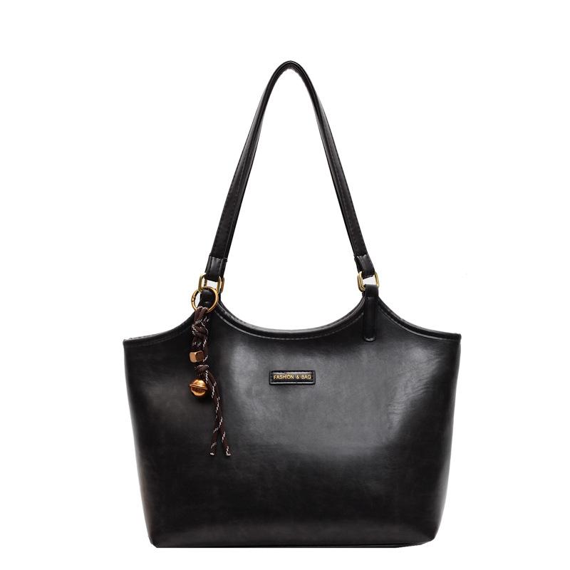 

New high-end autumn and winter shoulder bag large-capacity tote bag fashionable commuter big bag retro bag women чёрный