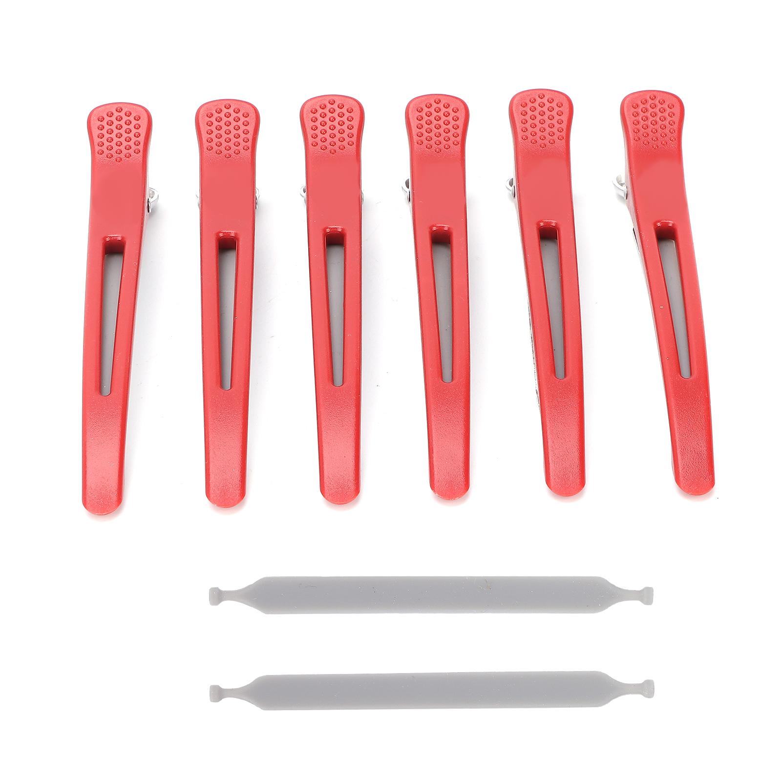 

6 шт. Професійні затискачі для волосся, які не ковзають, затискачі для волосся з качкодзьобом для стрижки волосся Red