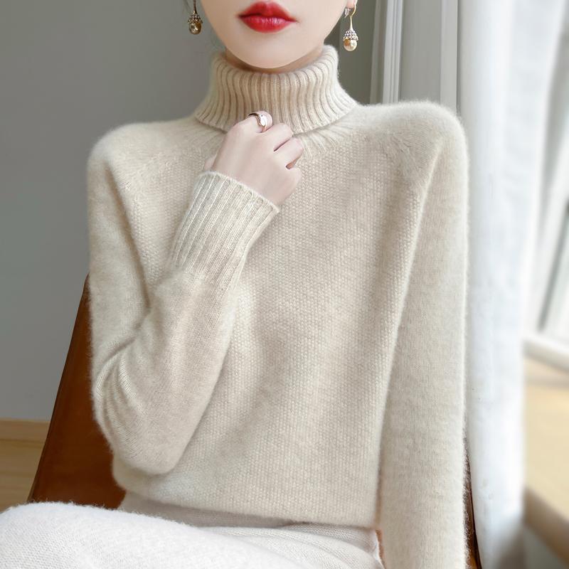 Women's Cashmere Sweater Qinghe Cashmere 30% Cashmere 70% Wool Autumn and Winter Cashmere Thick Pullover Soft and Warm