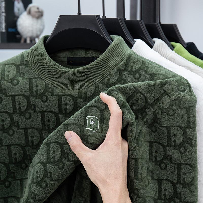 Men's Winter Thick Jacquard Double-Sided Coral Fleece Sweatshirt