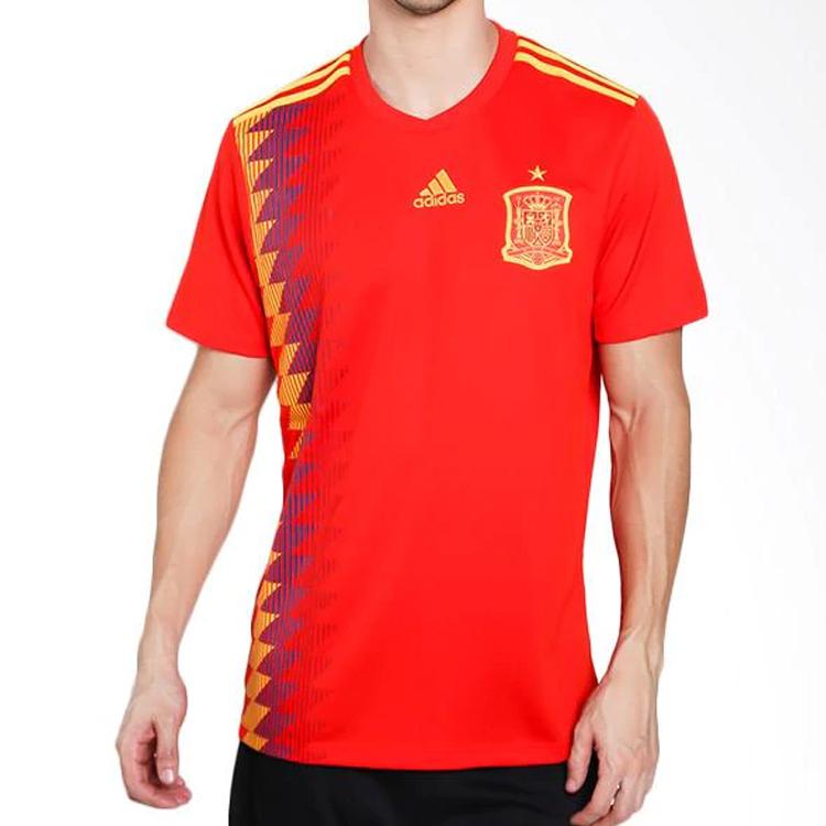 Adidas World Cup Spain Home Football Team Short Sleeve T-Shirt Men Tops Red CX5355