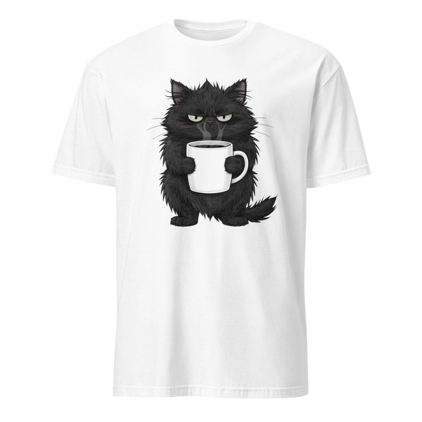 Grumpy Cat Coffee Unisex T-Shirt, funny kitty cartoon pet cute animal fluffy M