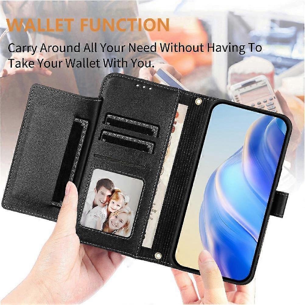 Wallet Phone Case for iPhone 7 Plus with Zipper Card Holder, Detachable Strap, Kickstand, Magnetic Closure