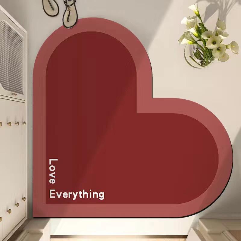 INS Wind Gradient Love Bathroom Absorbent Mat Household Non-slip Bathroom Soft Mat Wedding Diatom Mud Mat