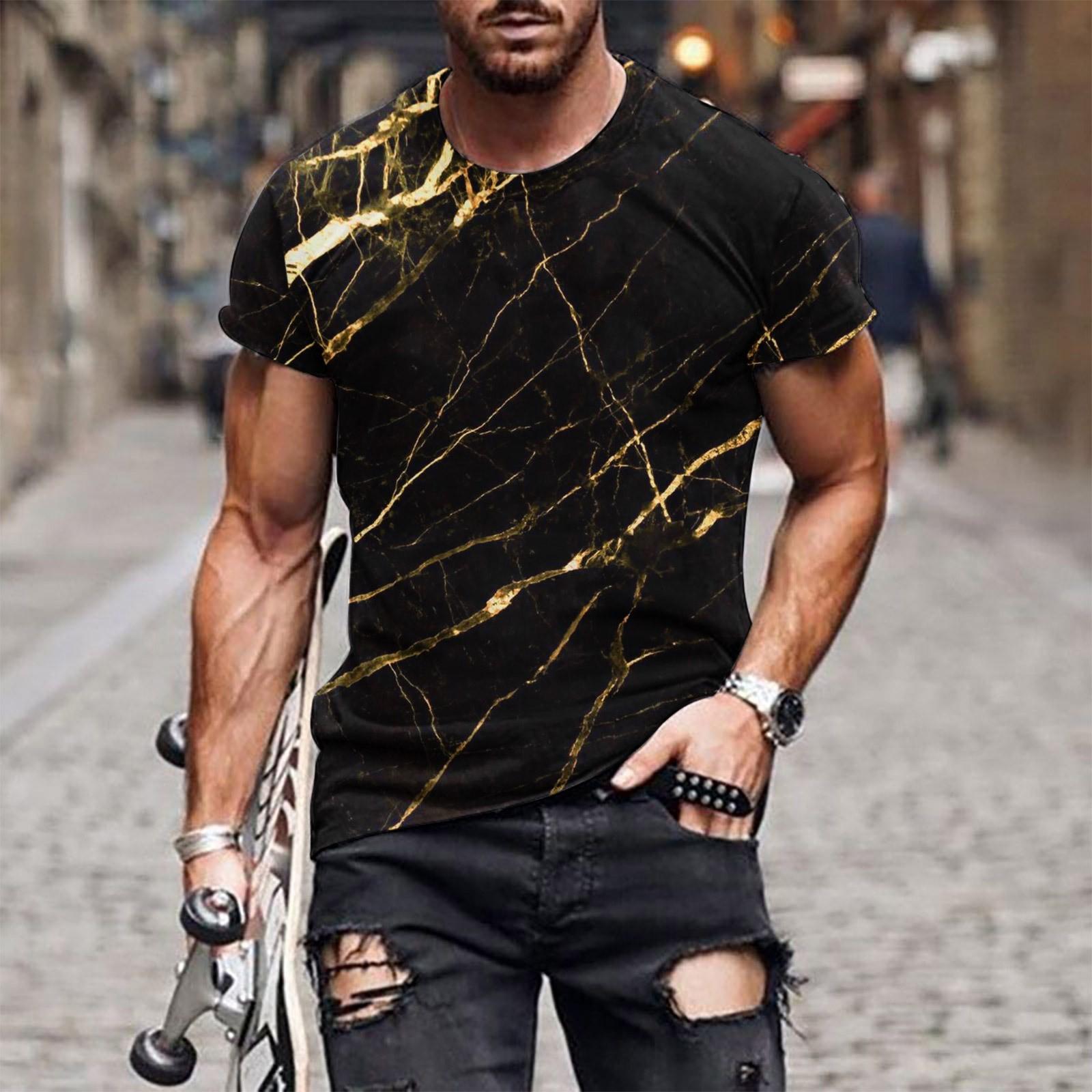 

Повседневная футболка с короткими рукавами в европейском и американском стиле с круглым вырезом в этническом стиле и принтом в стиле ретро XL чёрный