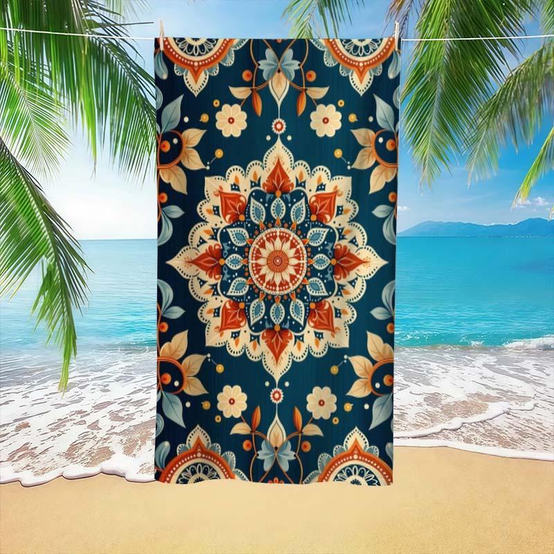 

Traditional Ethnic Style Patterned Beach Towel, Super Absorbent Beach Towel,Popular for New Year, Comfortable and Practical W30*H60(CM)