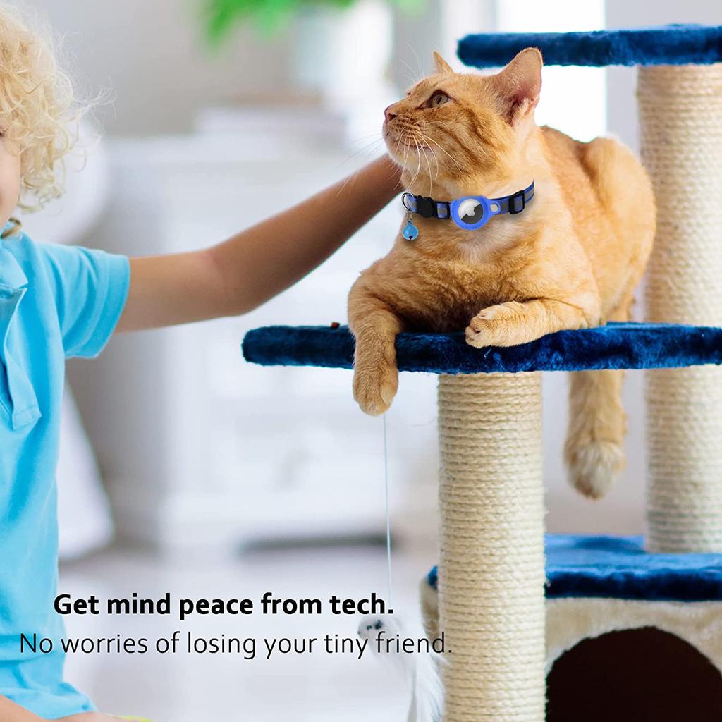 Apple AirTag Tracker Case Pet Collar Reflective Bell Cat Anti-Lost Silicone Protective Cover