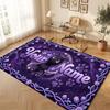 Cat Theme Crystal Velvet Floor Rug Personalized Custom Name Text Warm Carpet Home Decoration